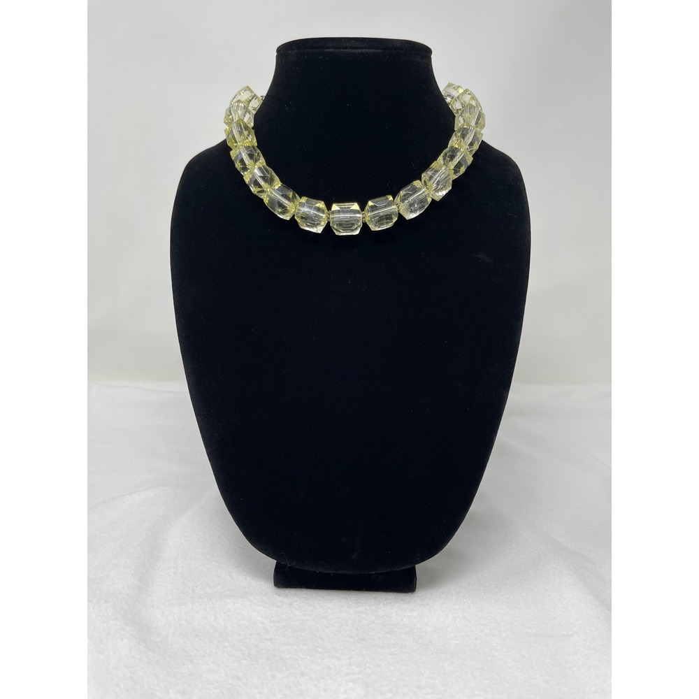 Unbranded Women Faceted Cube Bead Necklace OS Yellow Translucent Statement